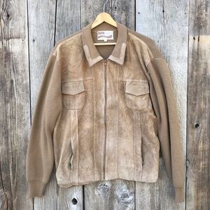 Vintage 70s-80s Suede Front Sweater Bomber Jacket Montgomery Ward XL